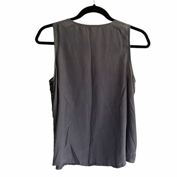 525 AMERICA Sleeveless Silk Sequin Blouse Tank Top Graphite M - Picture 3 of 4